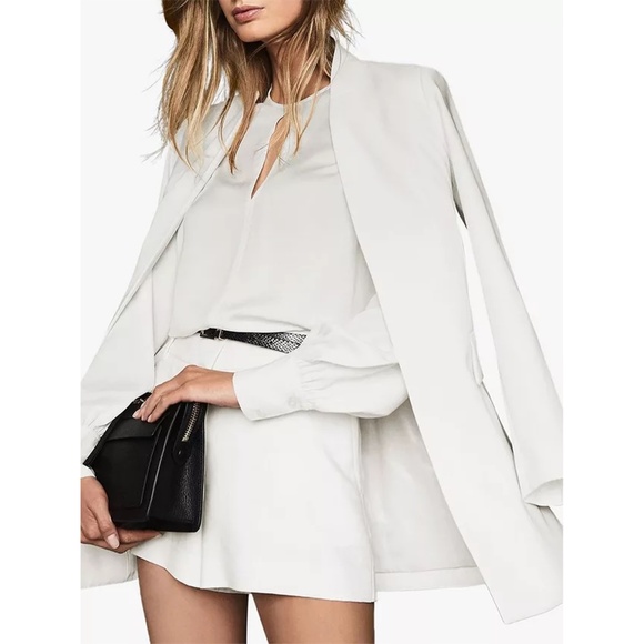 NWT REISS | Tailored Modern Lyla Twill Cotton Blend Shorts in White | Size US 8 - Picture 1 of 12